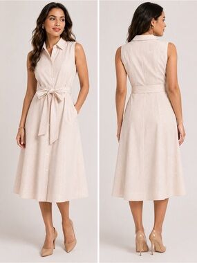 🎉LAST PIECE 🎉ANNE KLEIN Sleeveless Striped Shirt Dress